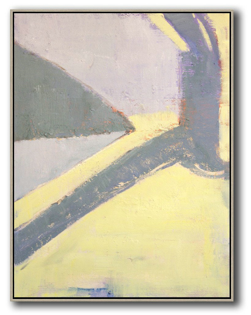 Hand-Painted Canvas Art,Vertical Palette Knife Contemporary Art,Canvas Artwork For Sale,Purple,Yellow,Grey.etc